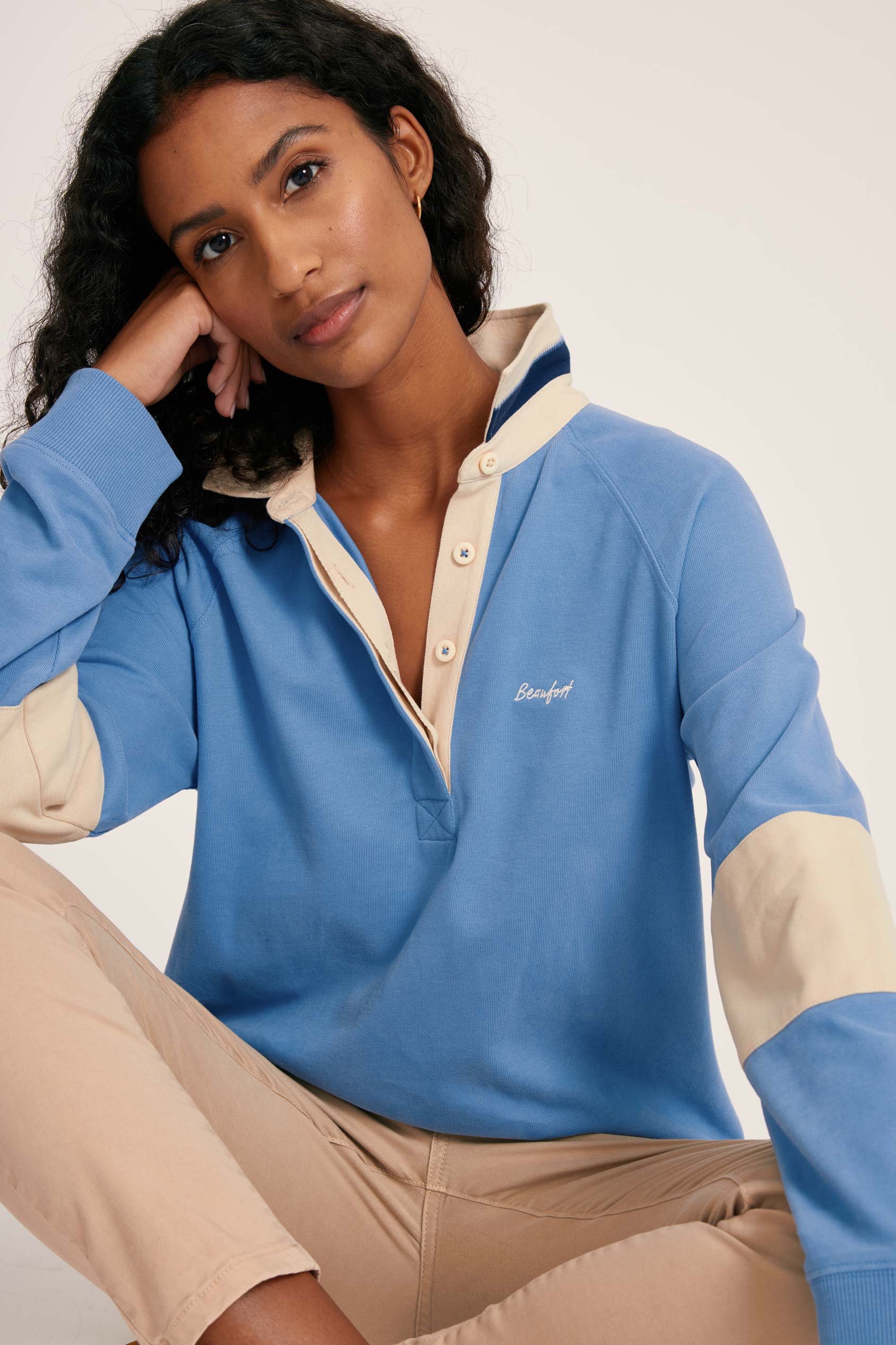 Women's Ennis Colourblock Rugby in Blue Beaufort & Blake
