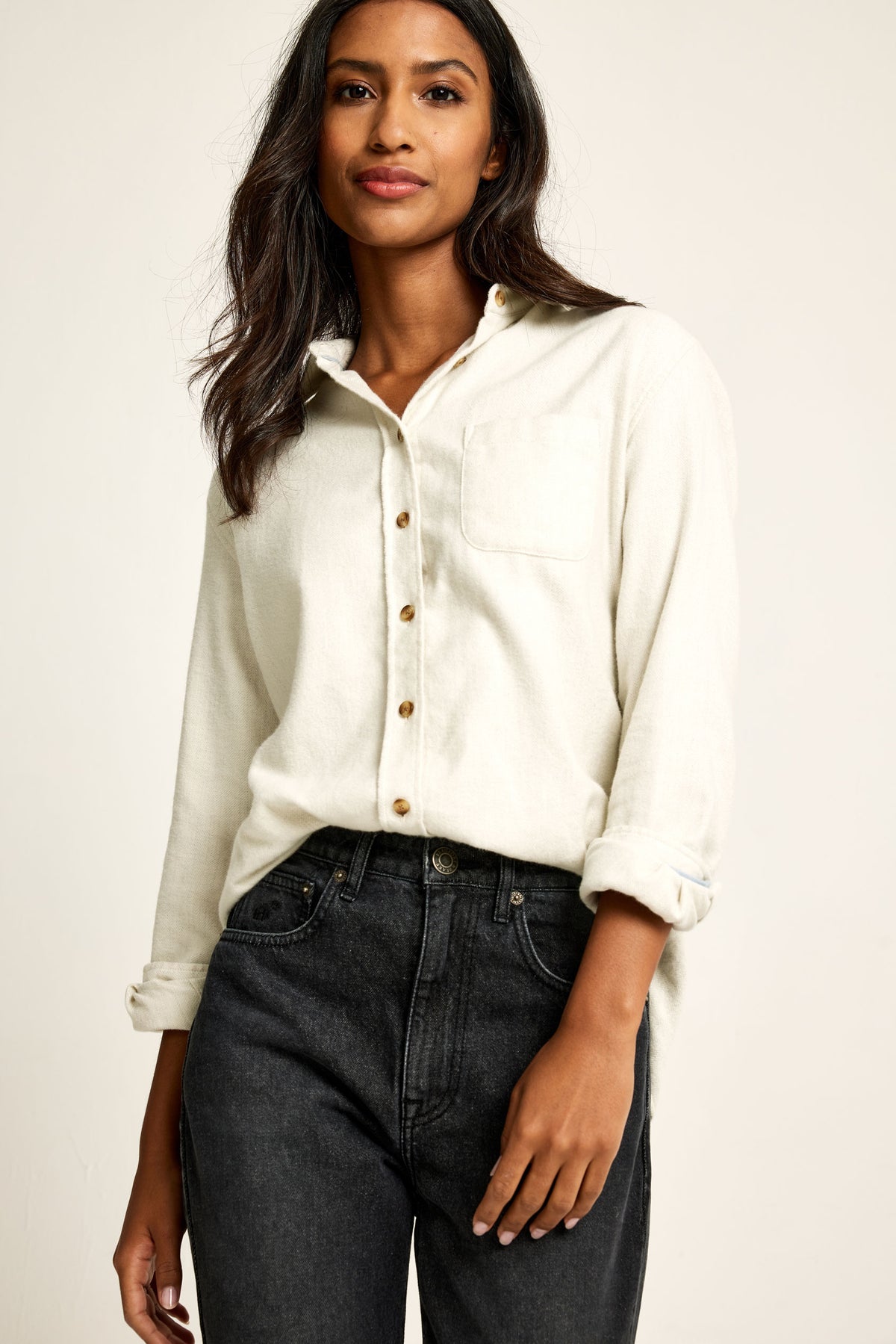 Bronte Herringbone Ecru Shirt