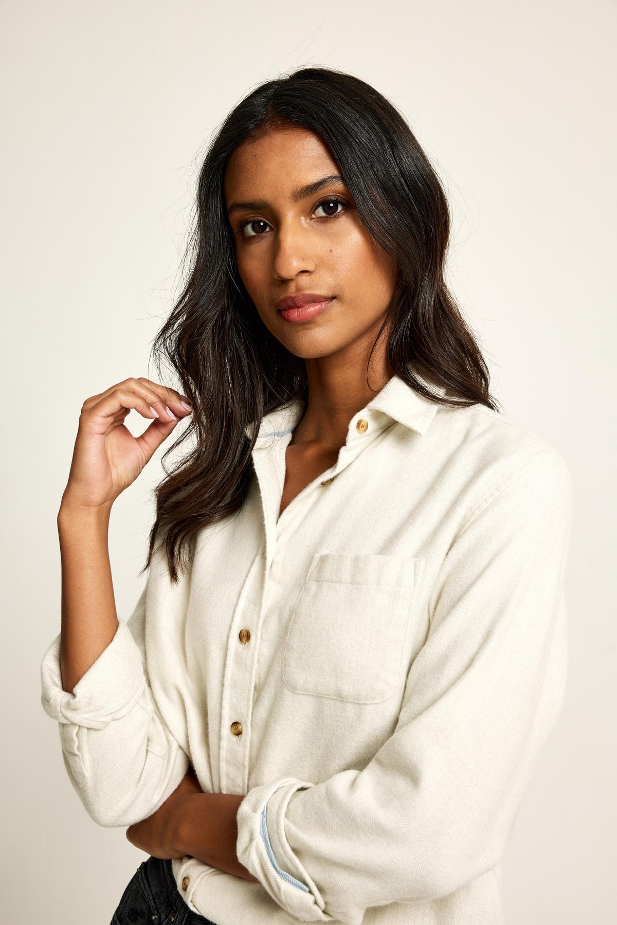 Bronte Herringbone Ecru Shirt