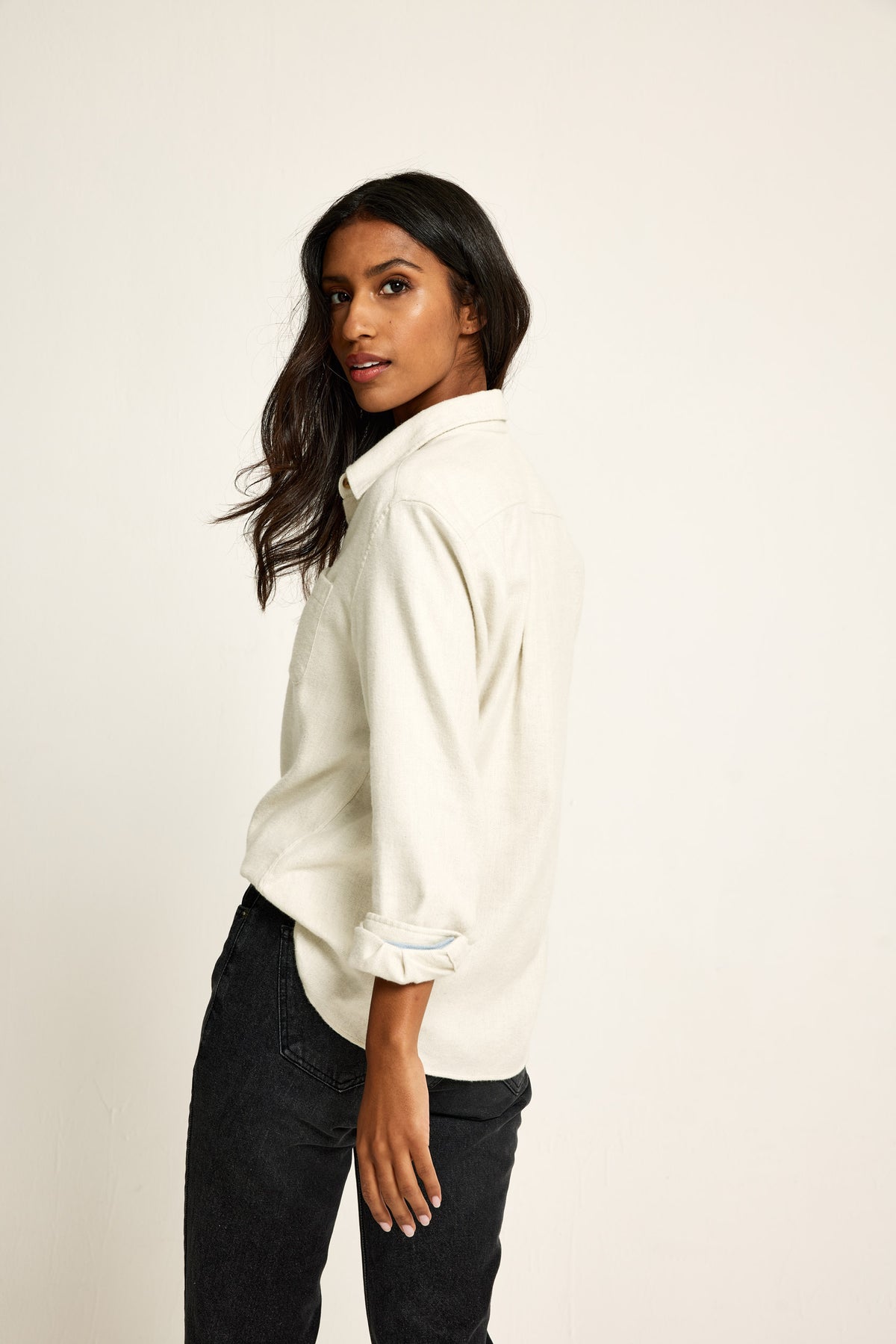 Bronte Herringbone Ecru Shirt