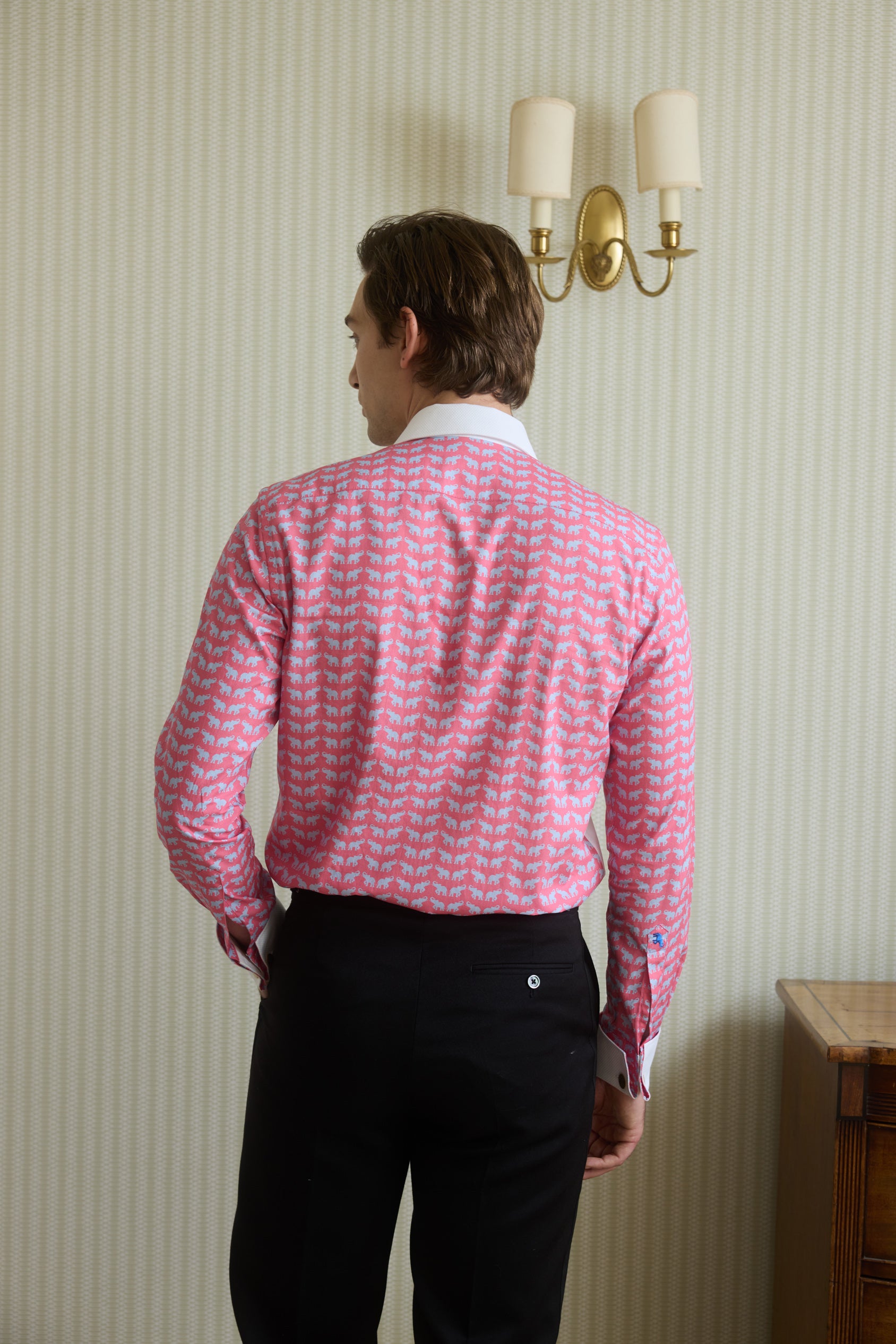Coral Elephant Dress Shirt