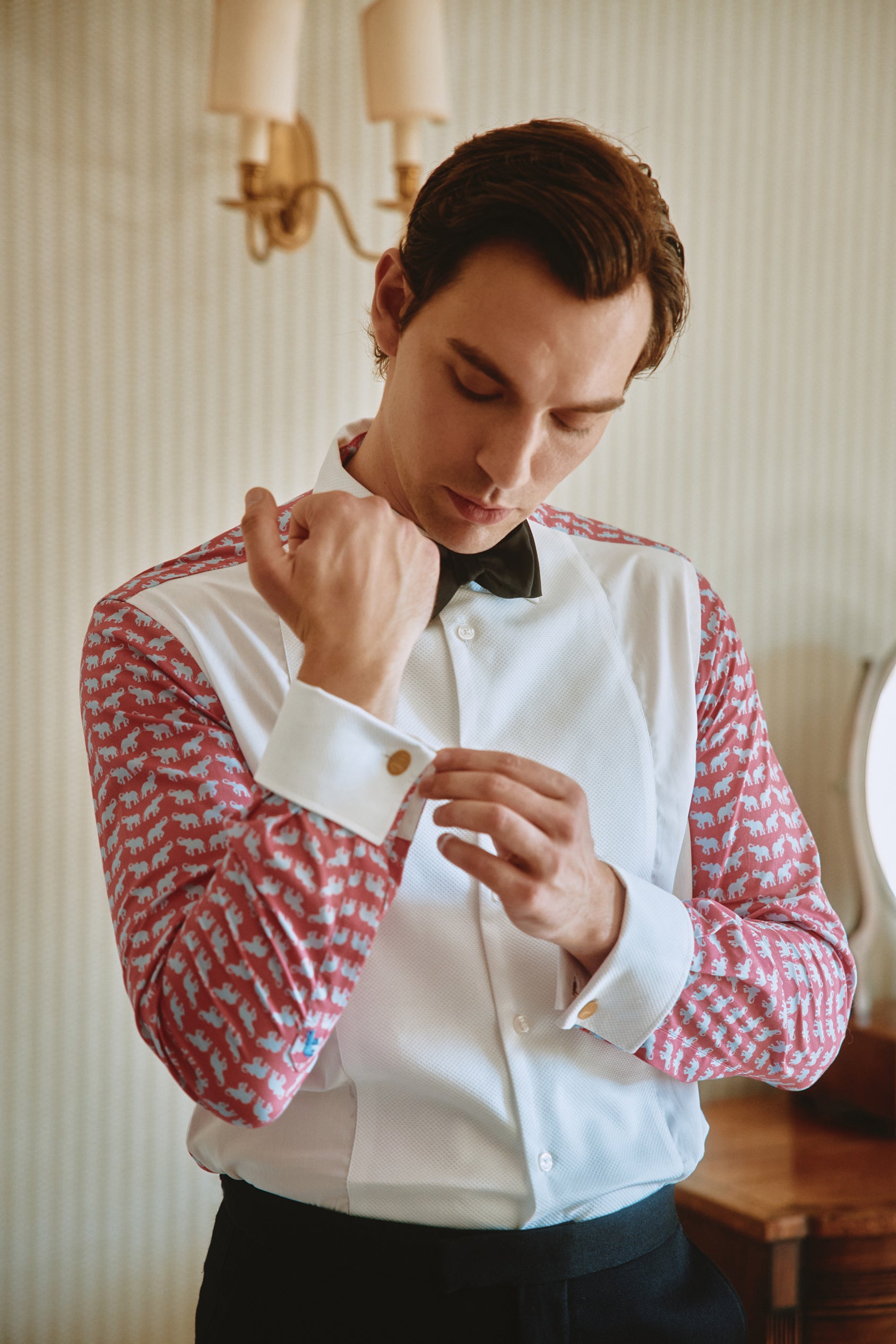 Coral Elephant Dress Shirt