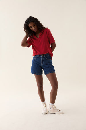 Elsted Red Towelling Polo