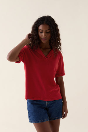 Elsted Red Towelling Polo