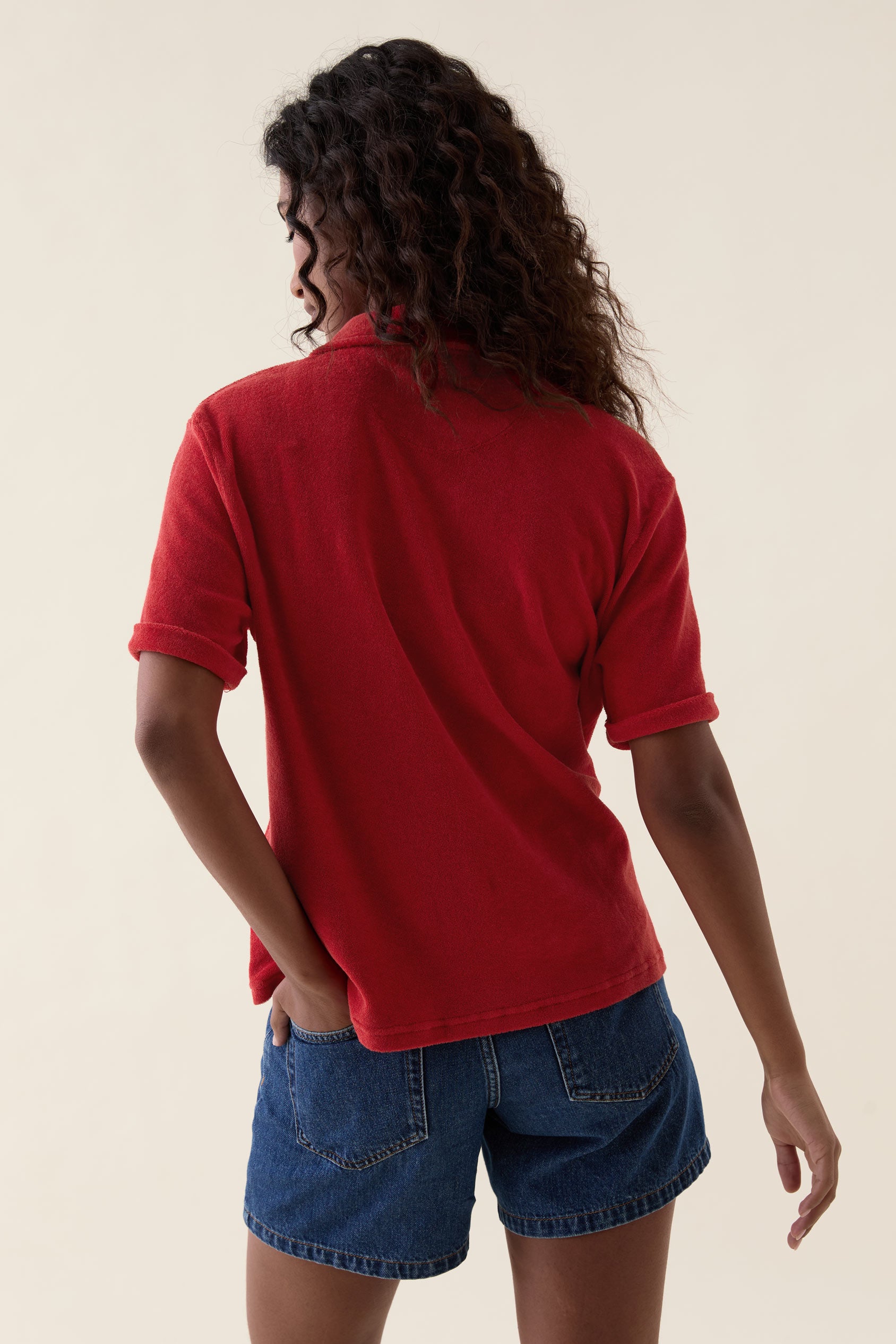 Elsted Red Towelling Polo
