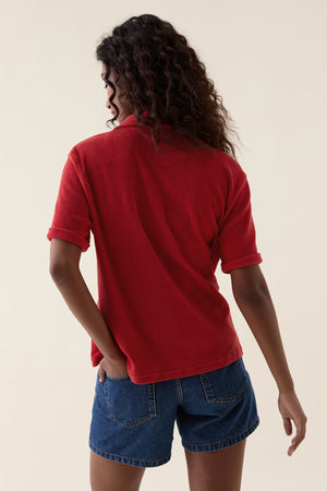 Elsted Red Towelling Polo