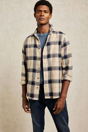 men plaid print pocket patched shirt without tee