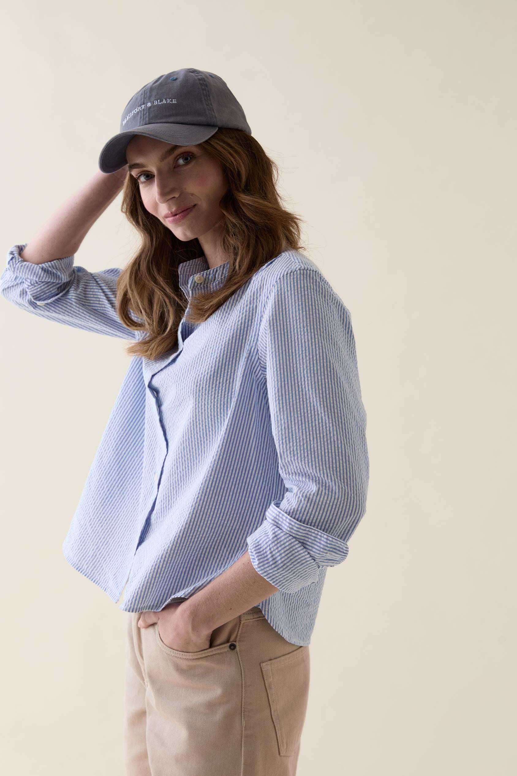 Holland Sky Nehru Seersucker Shirt
