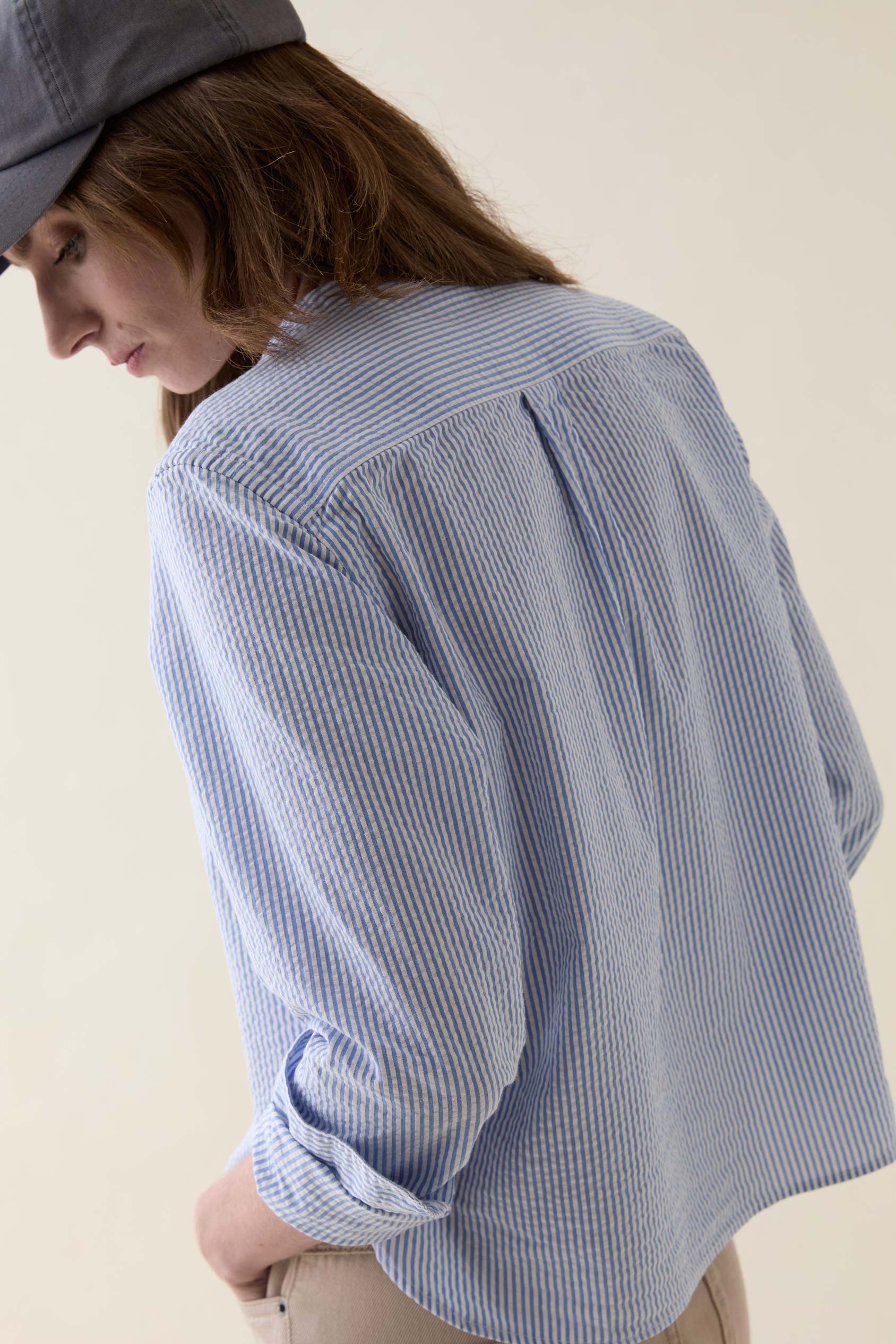 Holland Sky Nehru Seersucker Shirt