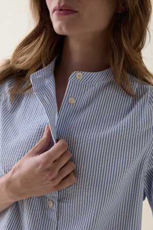 Holland Sky Nehru Seersucker Shirt