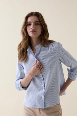 Holland Sky Nehru Seersucker Shirt