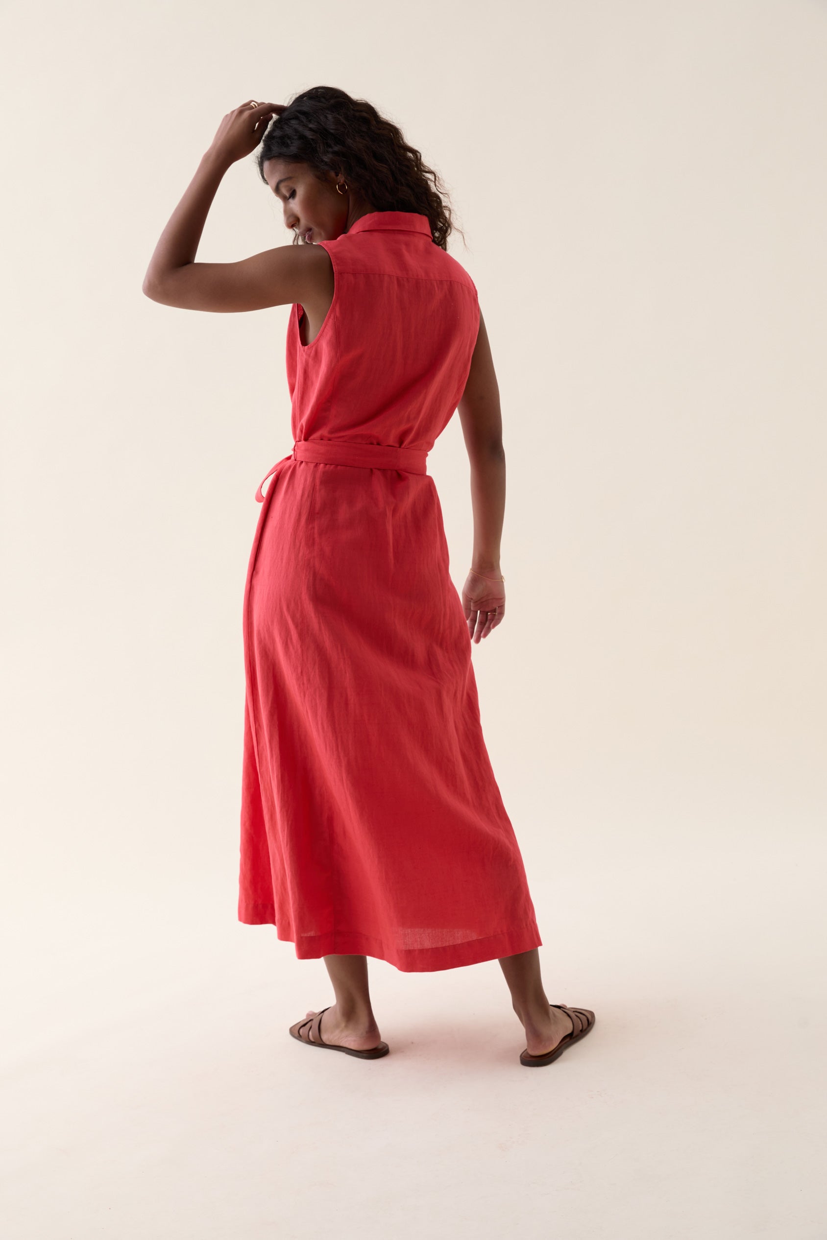 Holmbury Red Linen Shirt Dress