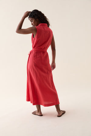 Holmbury Red Linen Shirt Dress