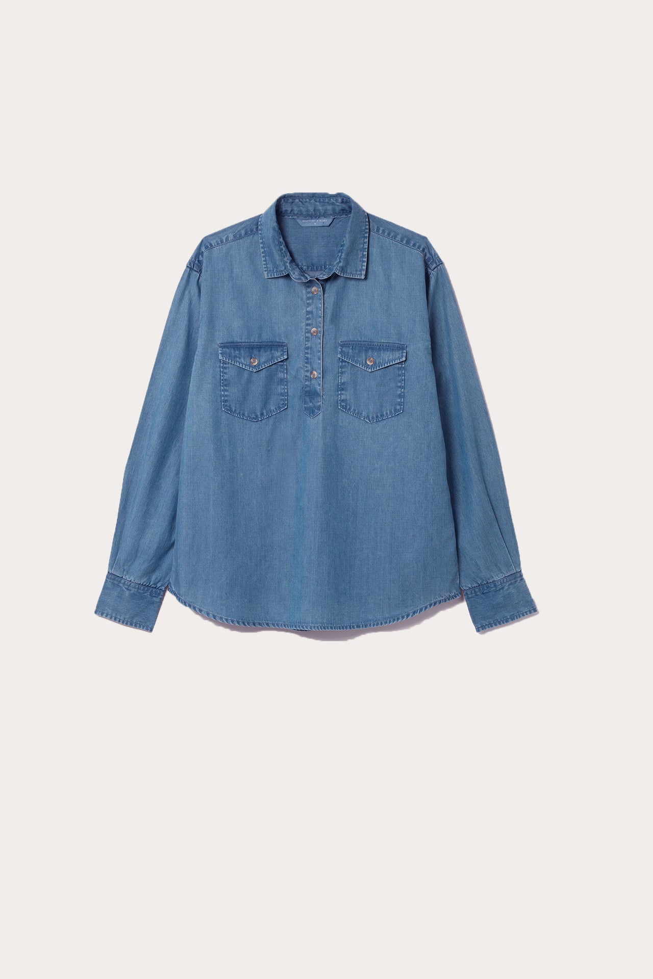 Keymar Washed Indigo Popover Top