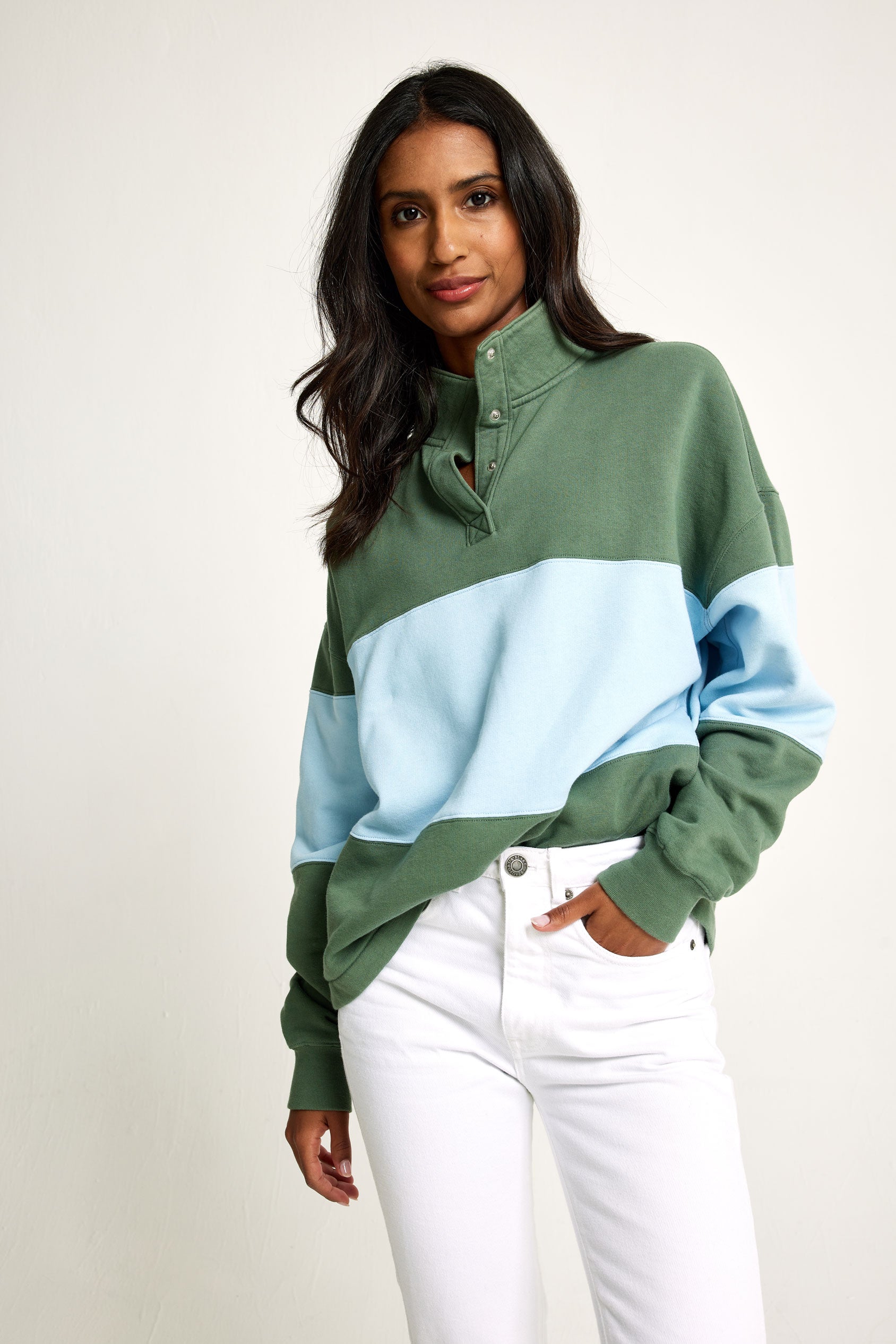 Truro Khaki Half Button Sweat