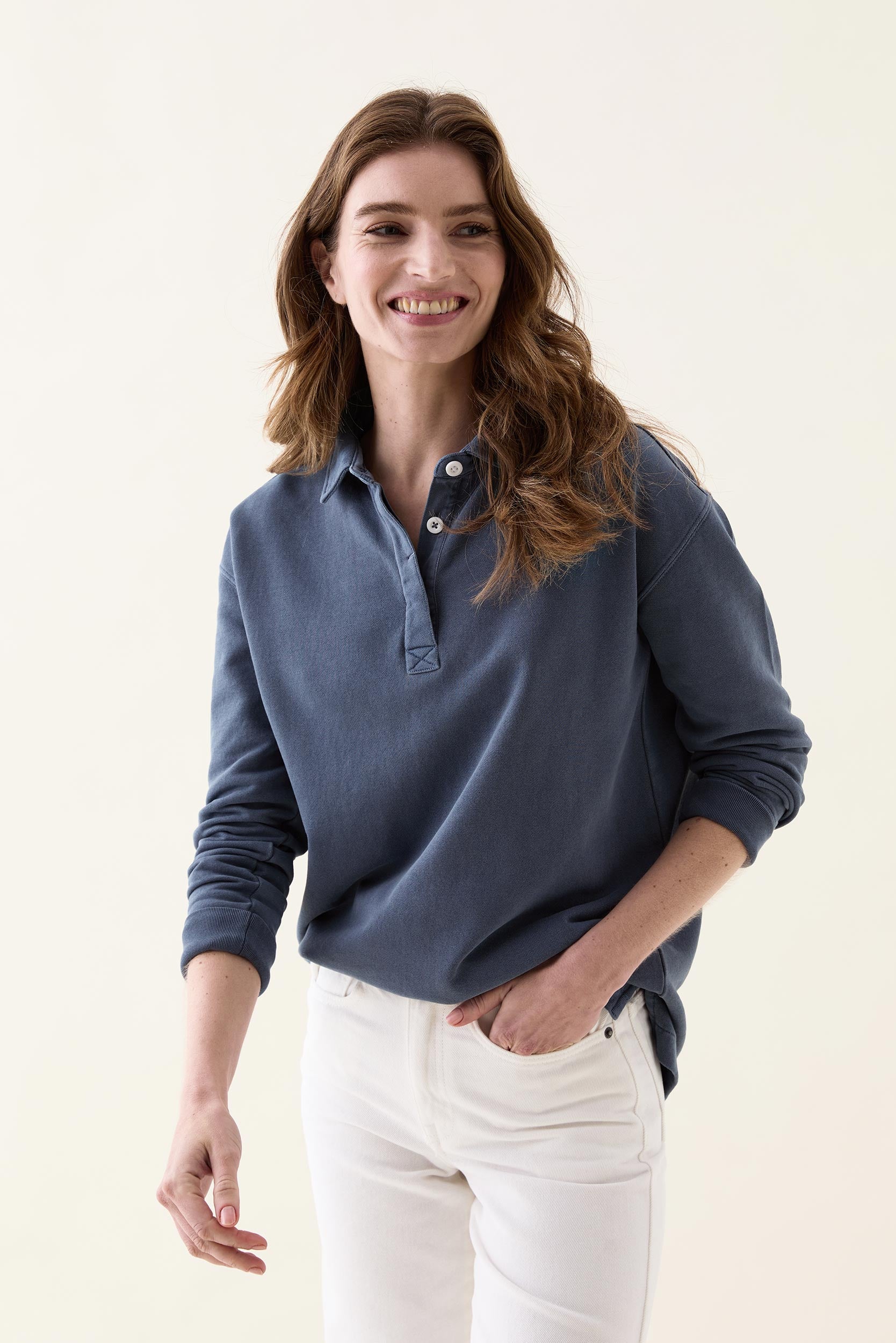 Kittisford Indigo Half Button Sweat
