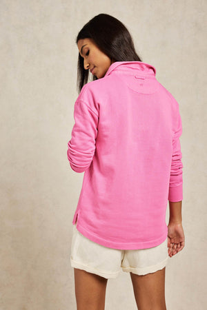 The Kittisford is a trusty staple, cut from cotton with a subtle faded wash. Loopback women’s orchid pink sweatshirt in classic rugby style, garment dyed for vintage look. A soft, vintage-inspired sweat. Casual wear. Size XS, S, M, L, XL. Machine wash.