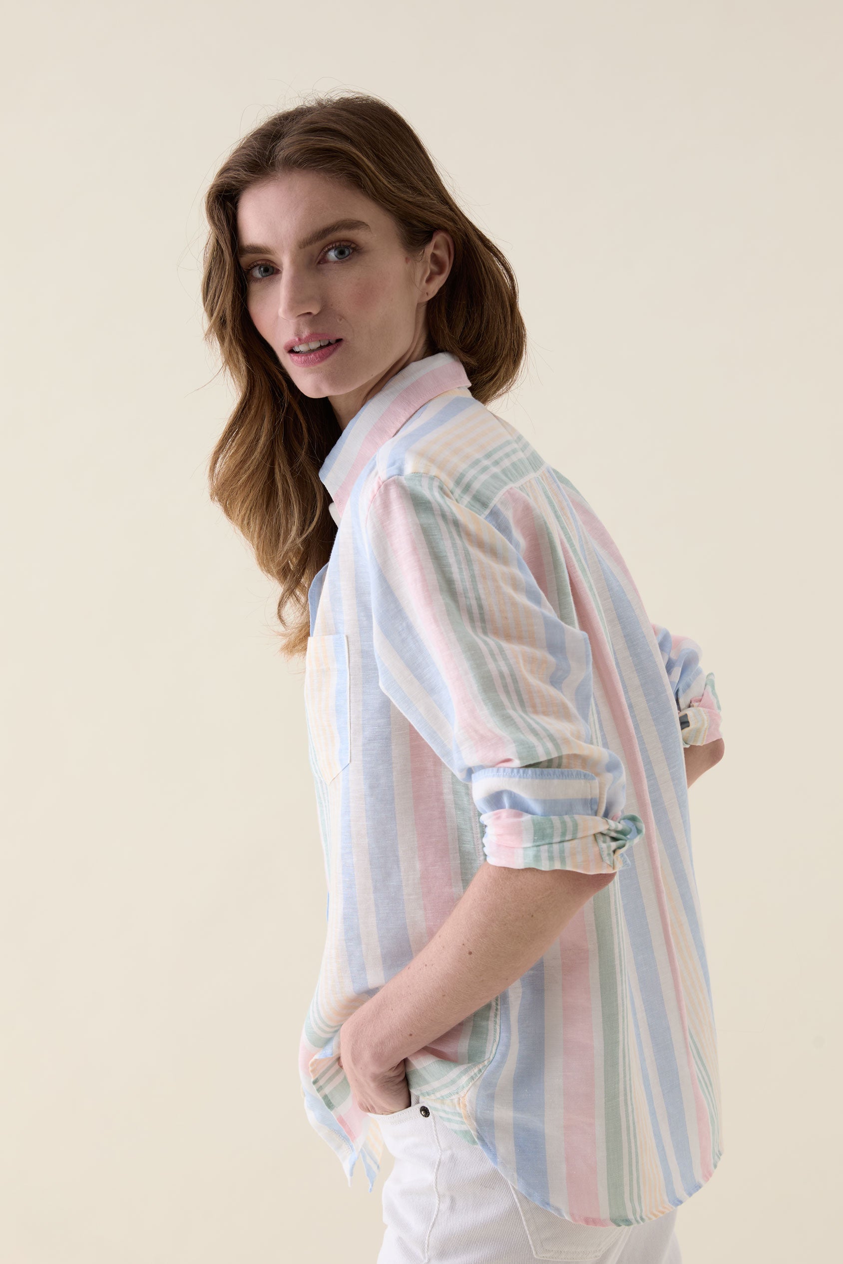 Cambray Multi Stripe Linen Blend Shirt