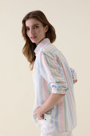 Cambray Multi Stripe Linen Blend Shirt