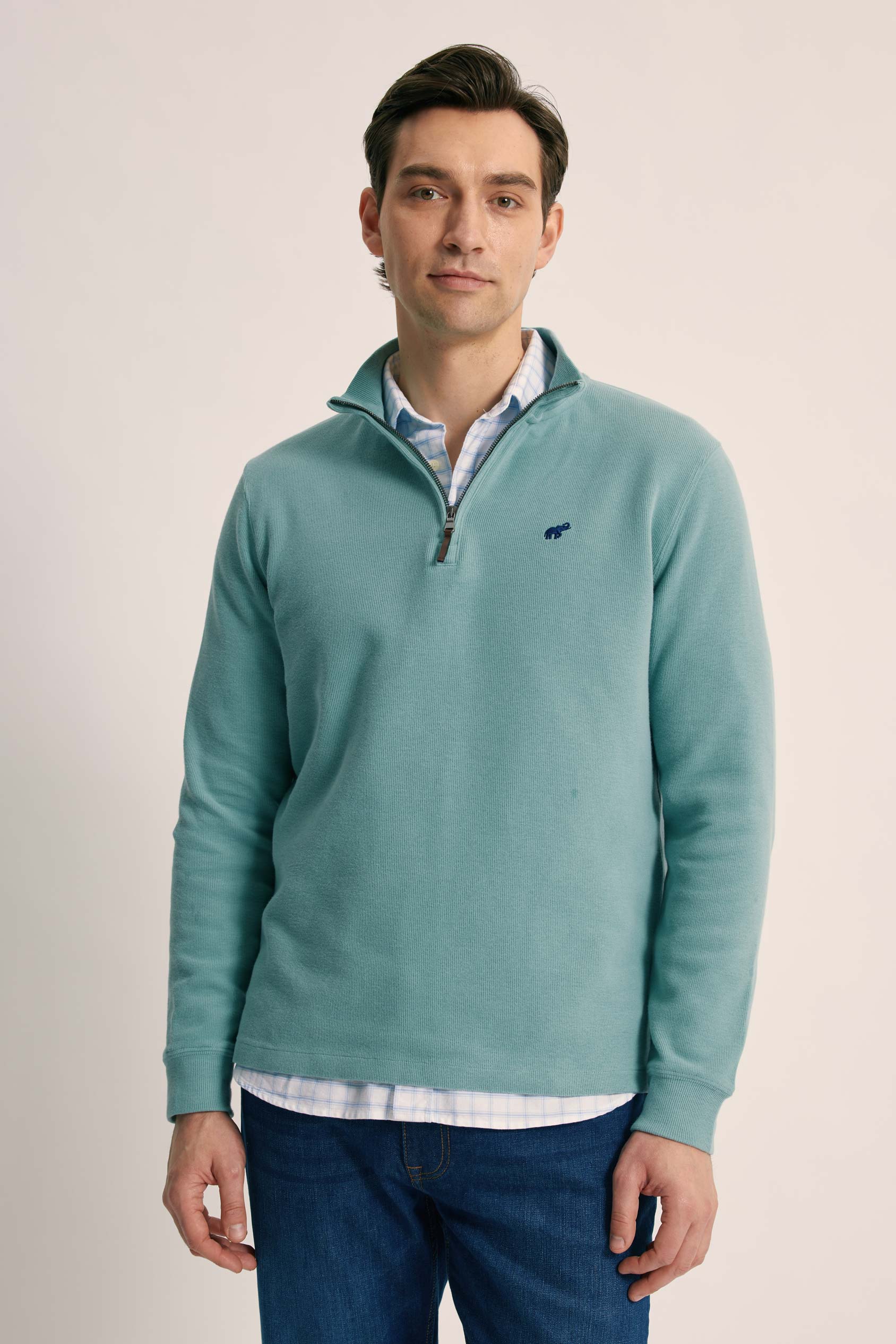 Men's Talbot Rib Sweater in Green Beaufort & Blake