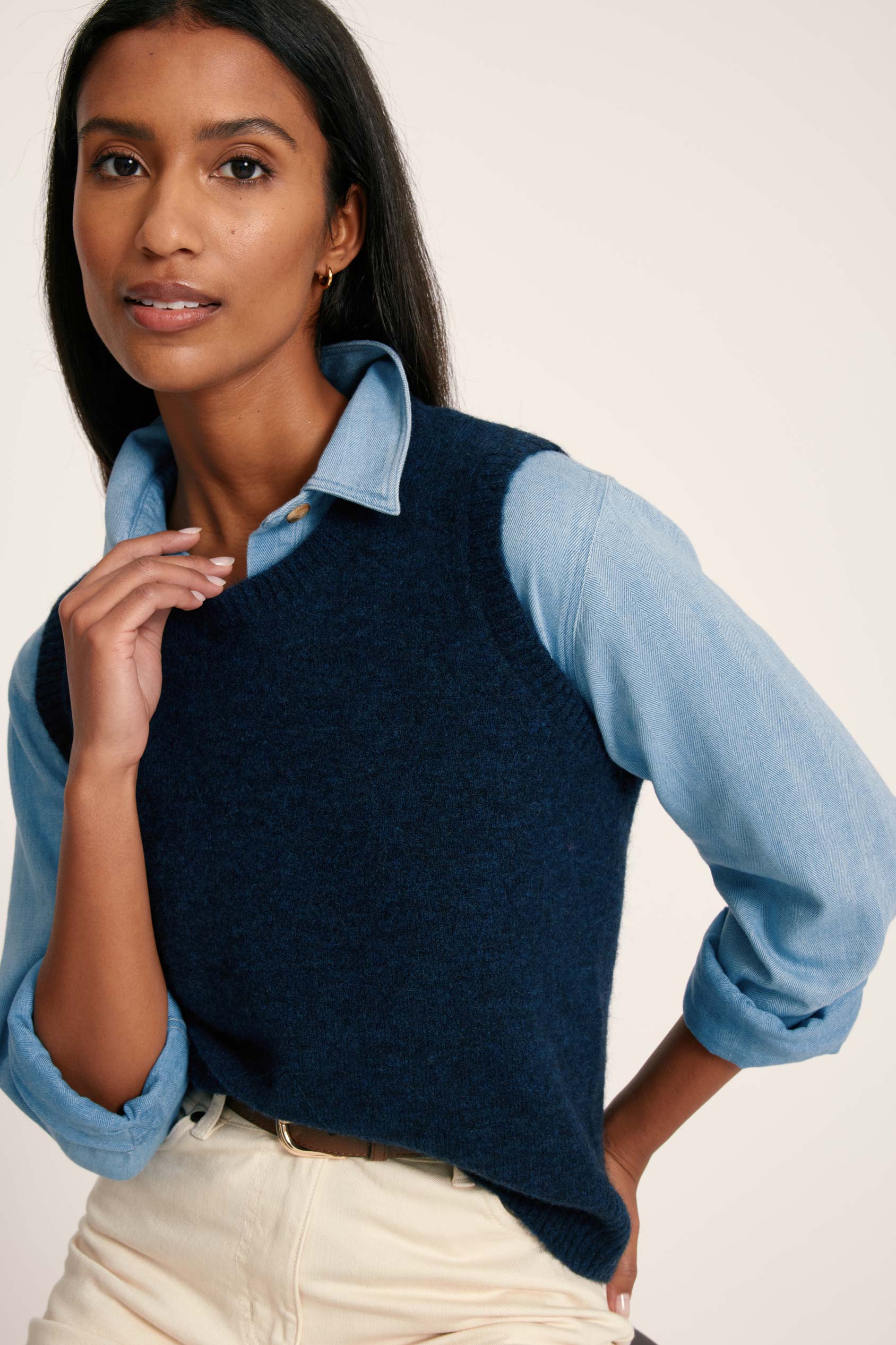 Women's Munroe Vest Alpaca Wool Blend in Navy Beaufort & Blake Women's Munroe Vest Alpaca Wool Blend in Navy Beaufort & Blake