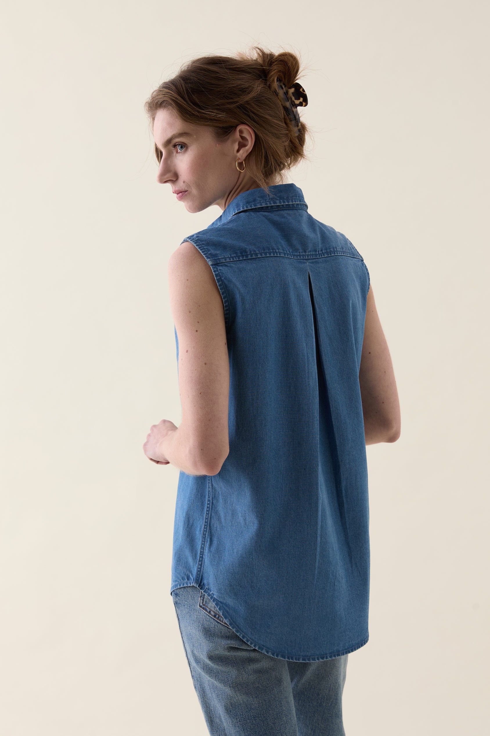 Maudlin Light Denim Sleeveless Shirt