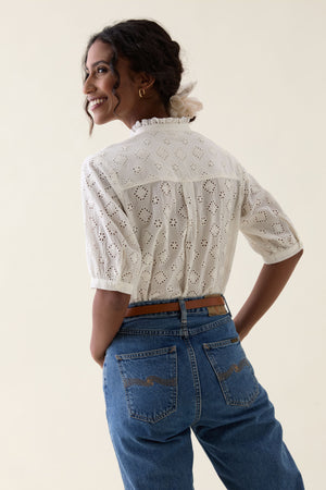 Mimbridge Frill Neck Broderie Shirt