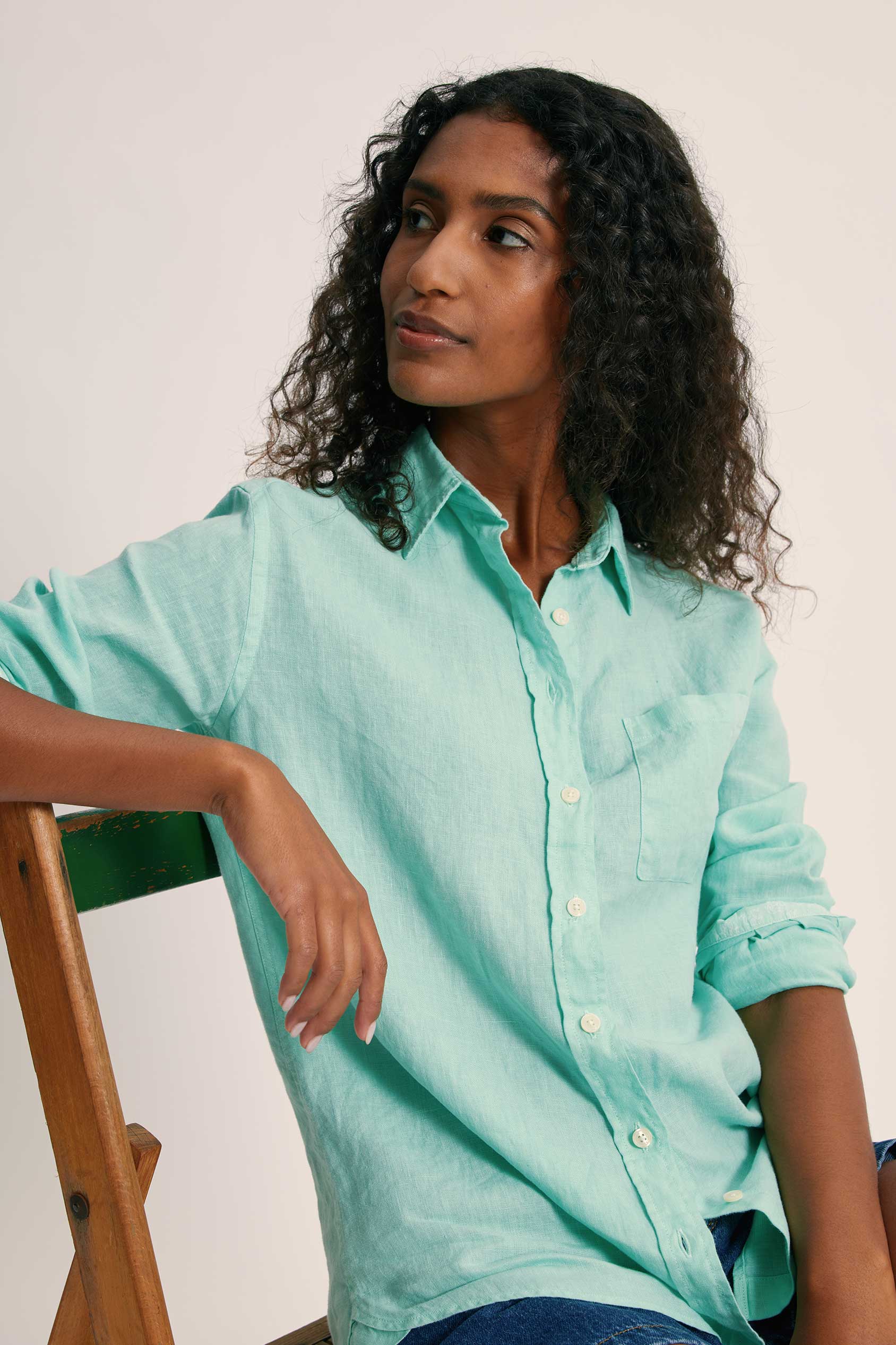 Bronte Mint Green Linen Women's Shirt | Beaufort & Blake