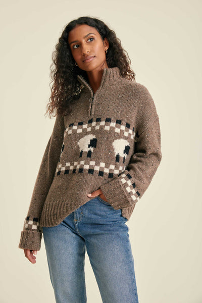 Women's Montadale Sheep Jumper Wool Blend in Brown Beaufort & Blake