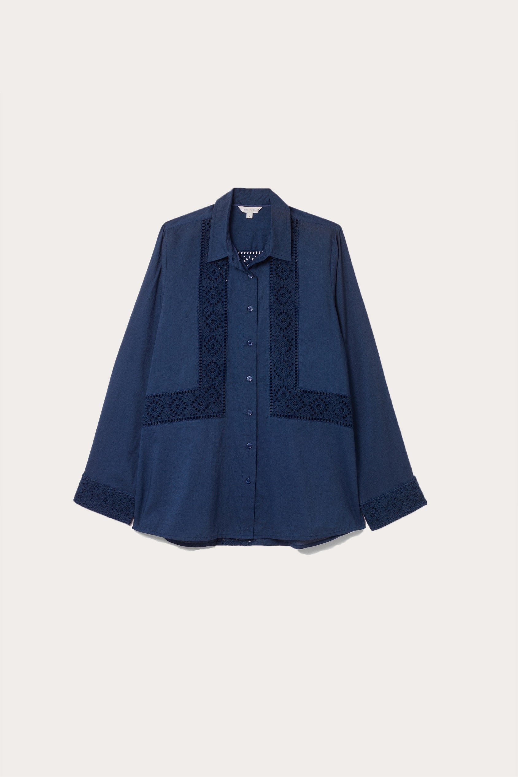 Newhaven Navy Broderie Panel Shirt