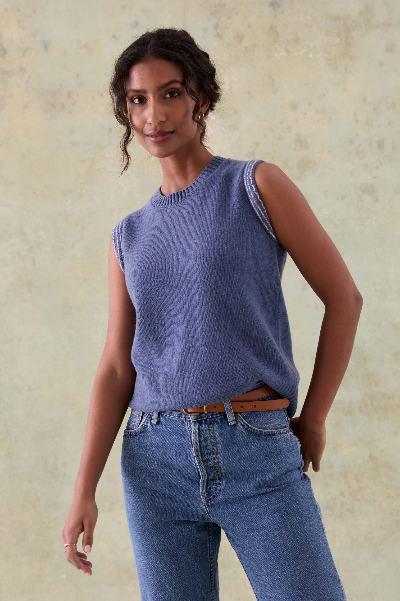 Peaslake Mid Blue Knitted Vest