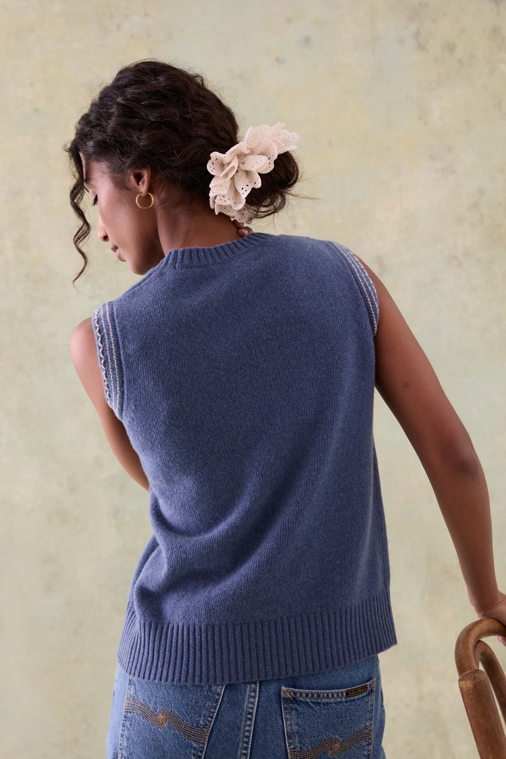 Peaslake Mid Blue Knitted Vest
