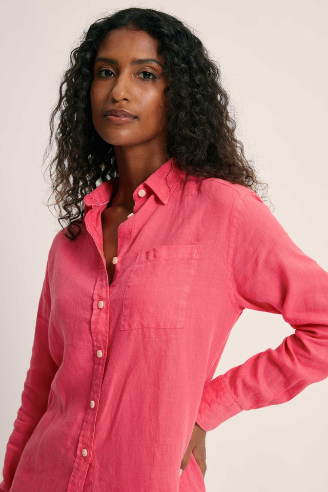 Bronte Raspberry Pink Linen Women's Shirt | Beaufort & Blake