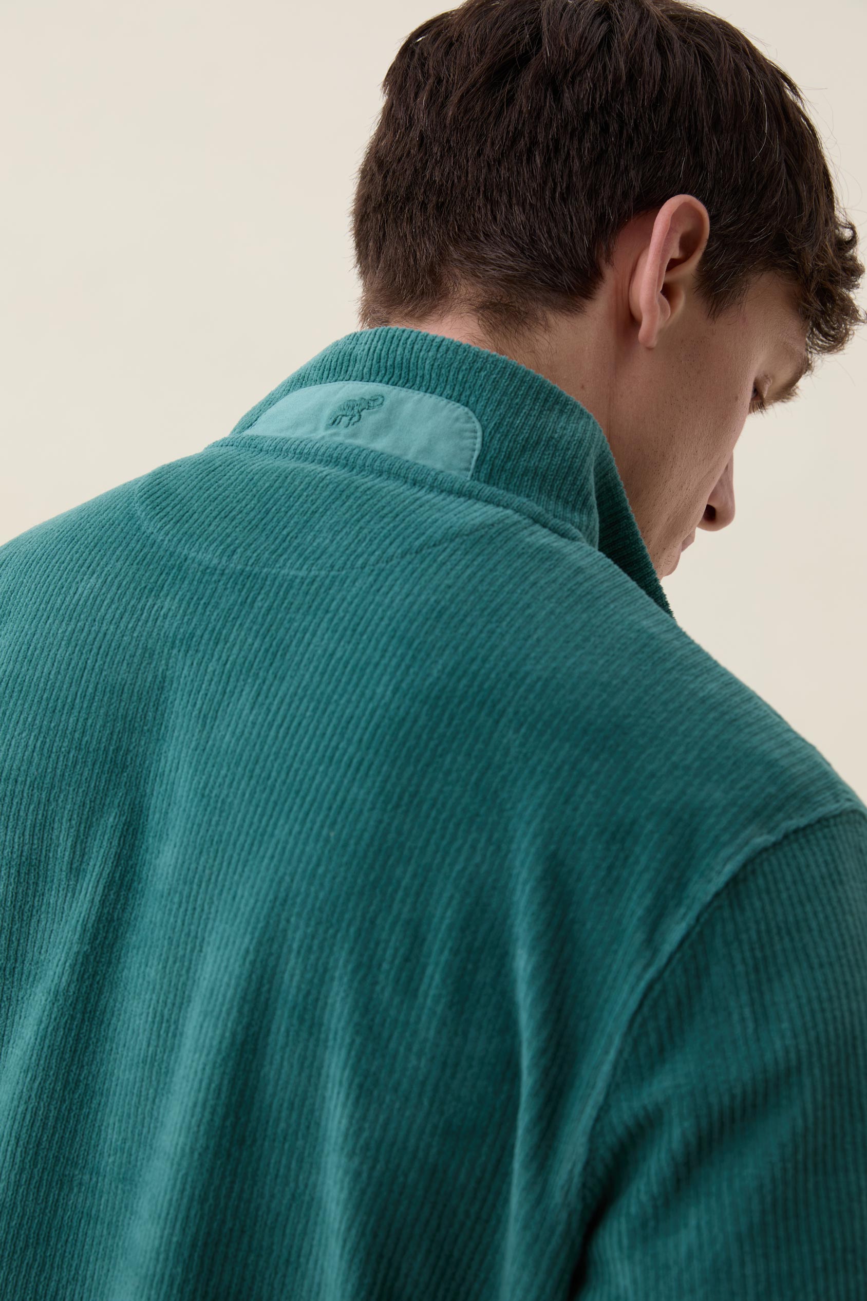 Poplar Washed Emerald Cord Half Zip Sweat