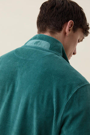 Poplar Washed Emerald Cord Half Zip Sweat