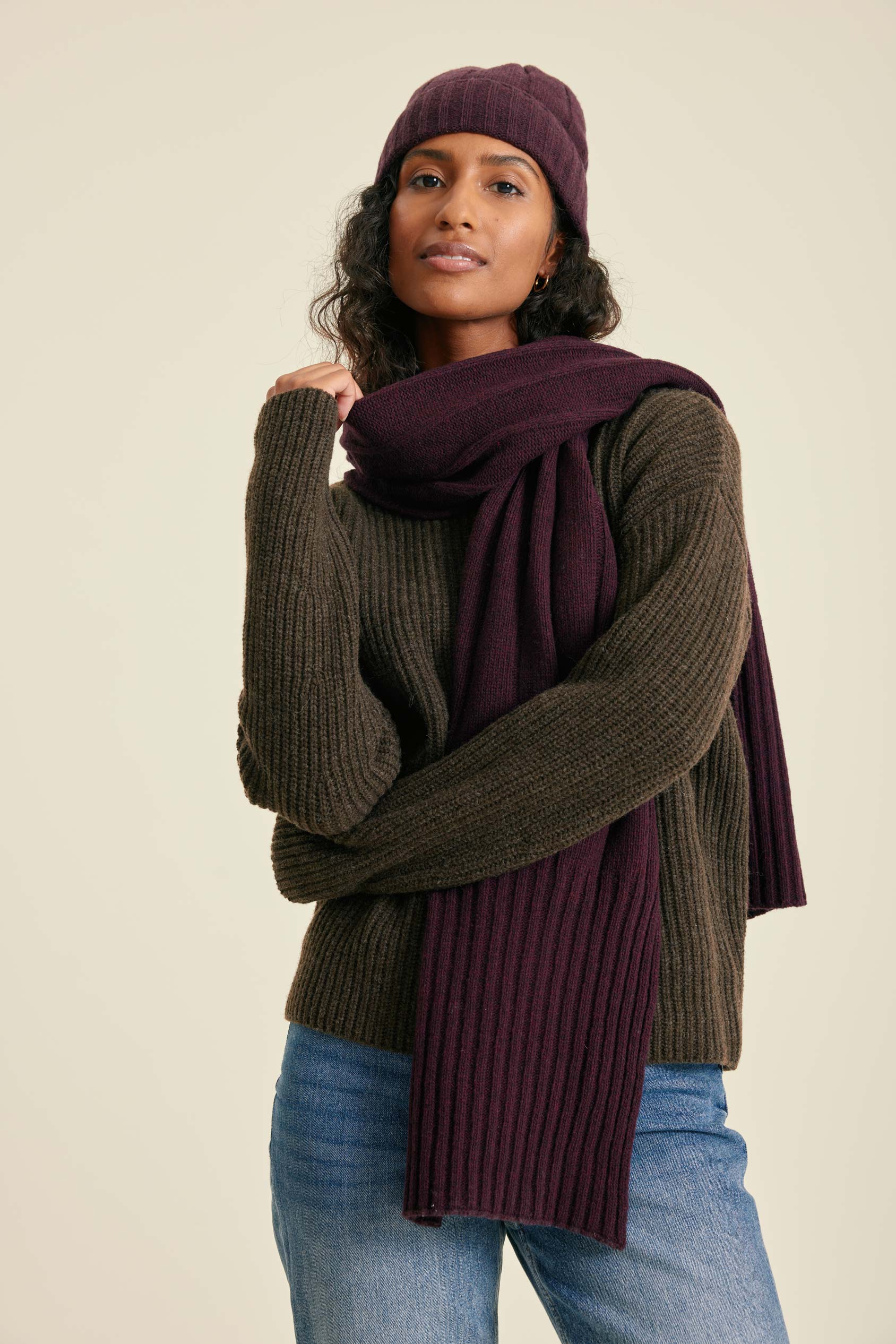 Women's Rosmead High Neck Jumper Wool Blendin Brown Beaufort & Blake