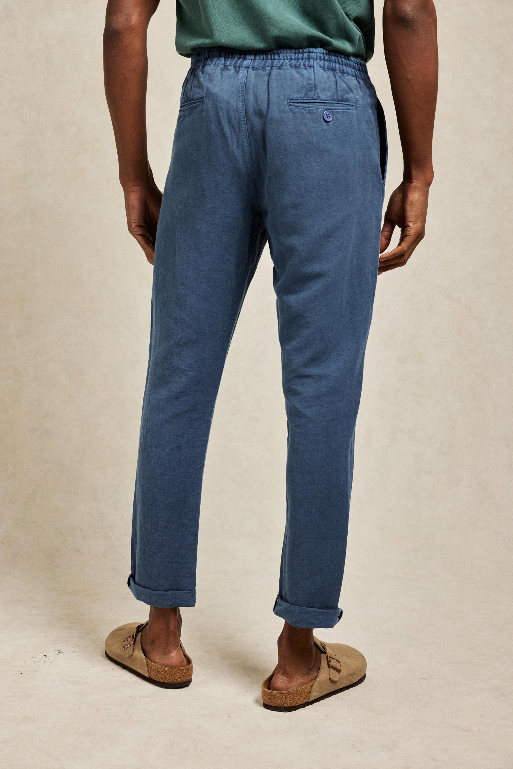 Rowan Washed Navy Linen Cotton Trousers
