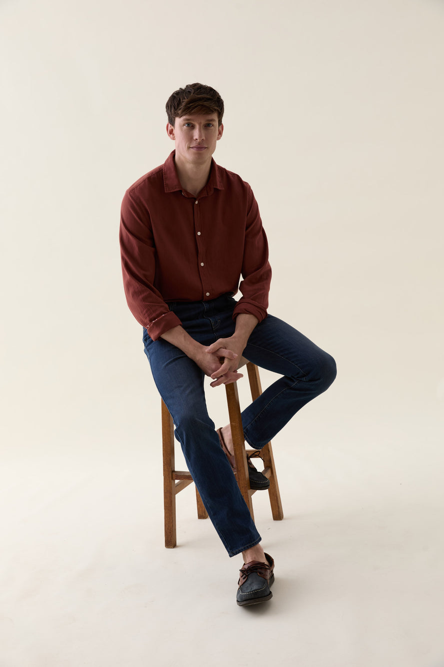 Shaw Rust Lightweight Herringbone Shirt