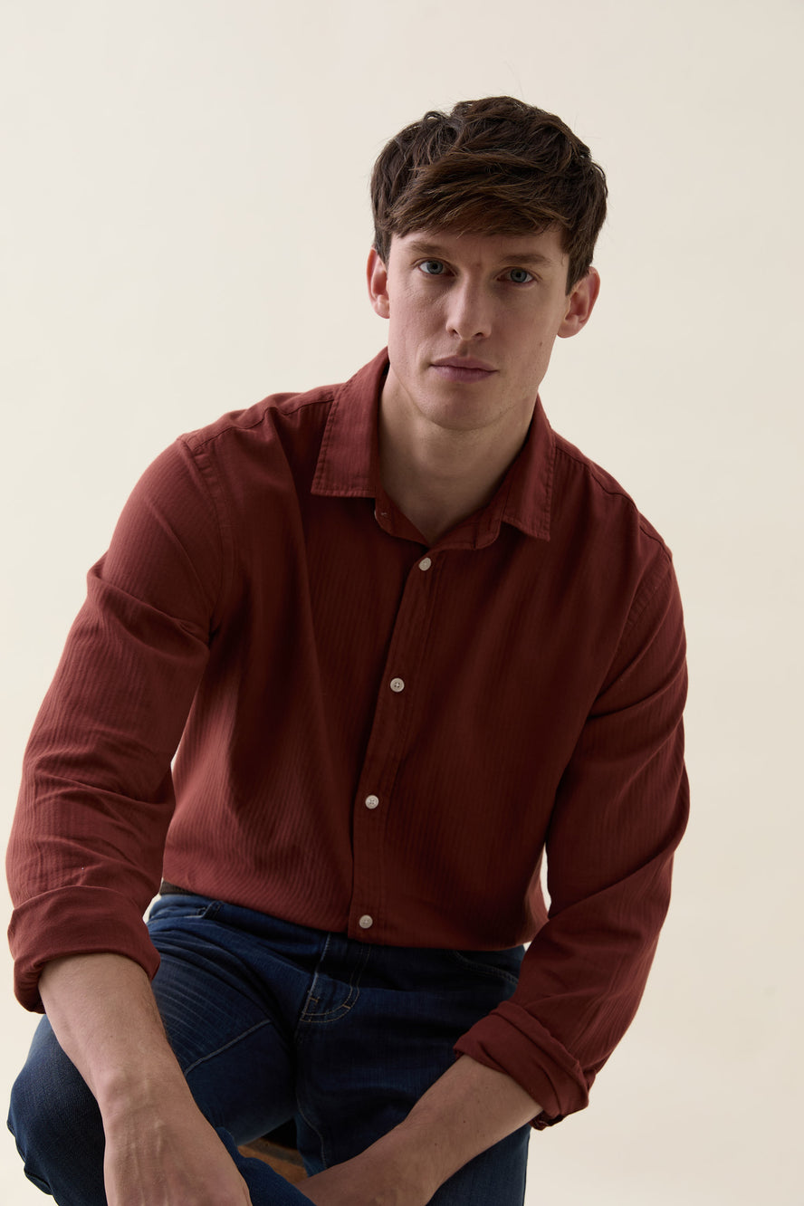 Shaw Rust Lightweight Herringbone Shirt