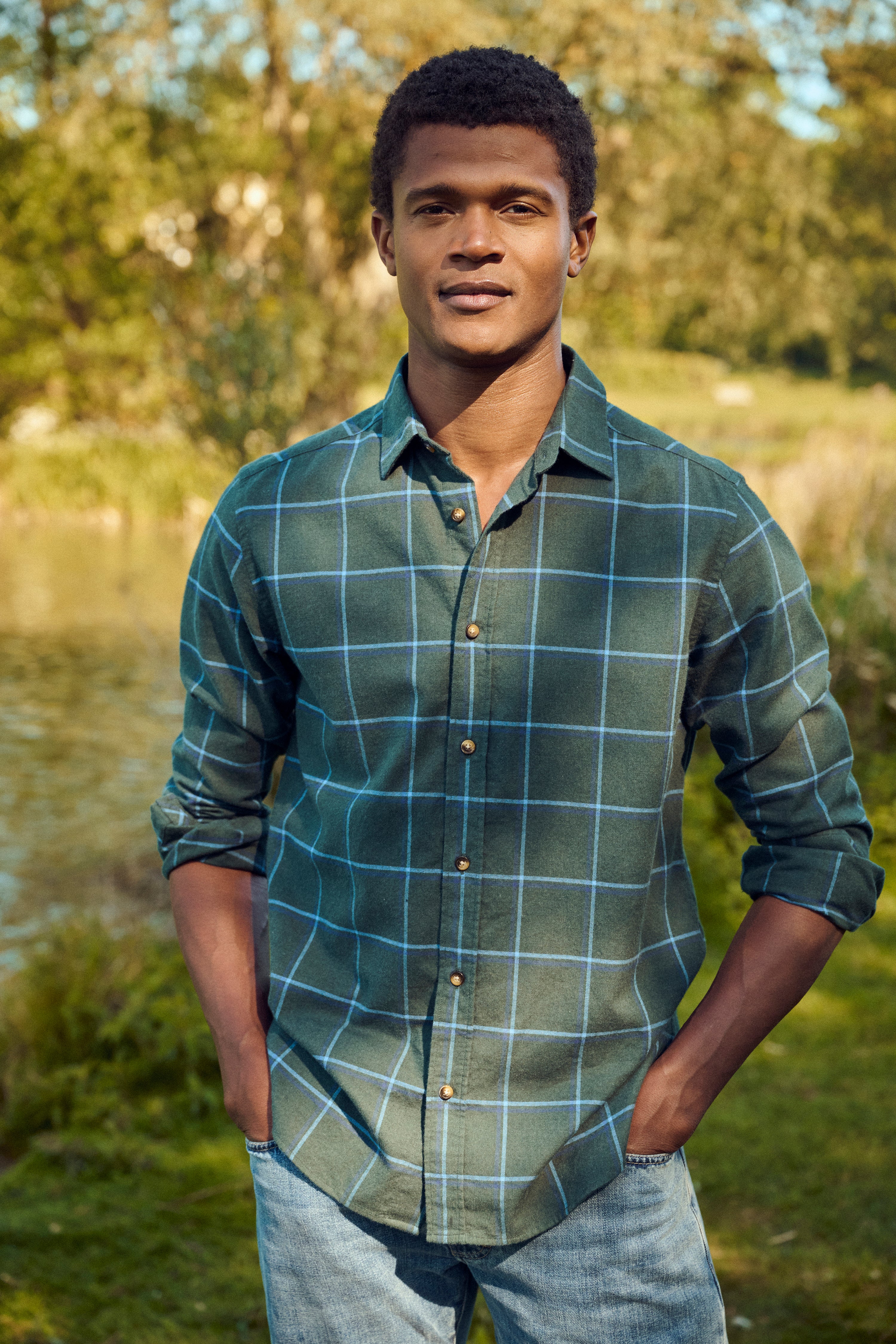 Men's Lochaline Check Shirt 100% Cotton in Green Beaufort & Blake