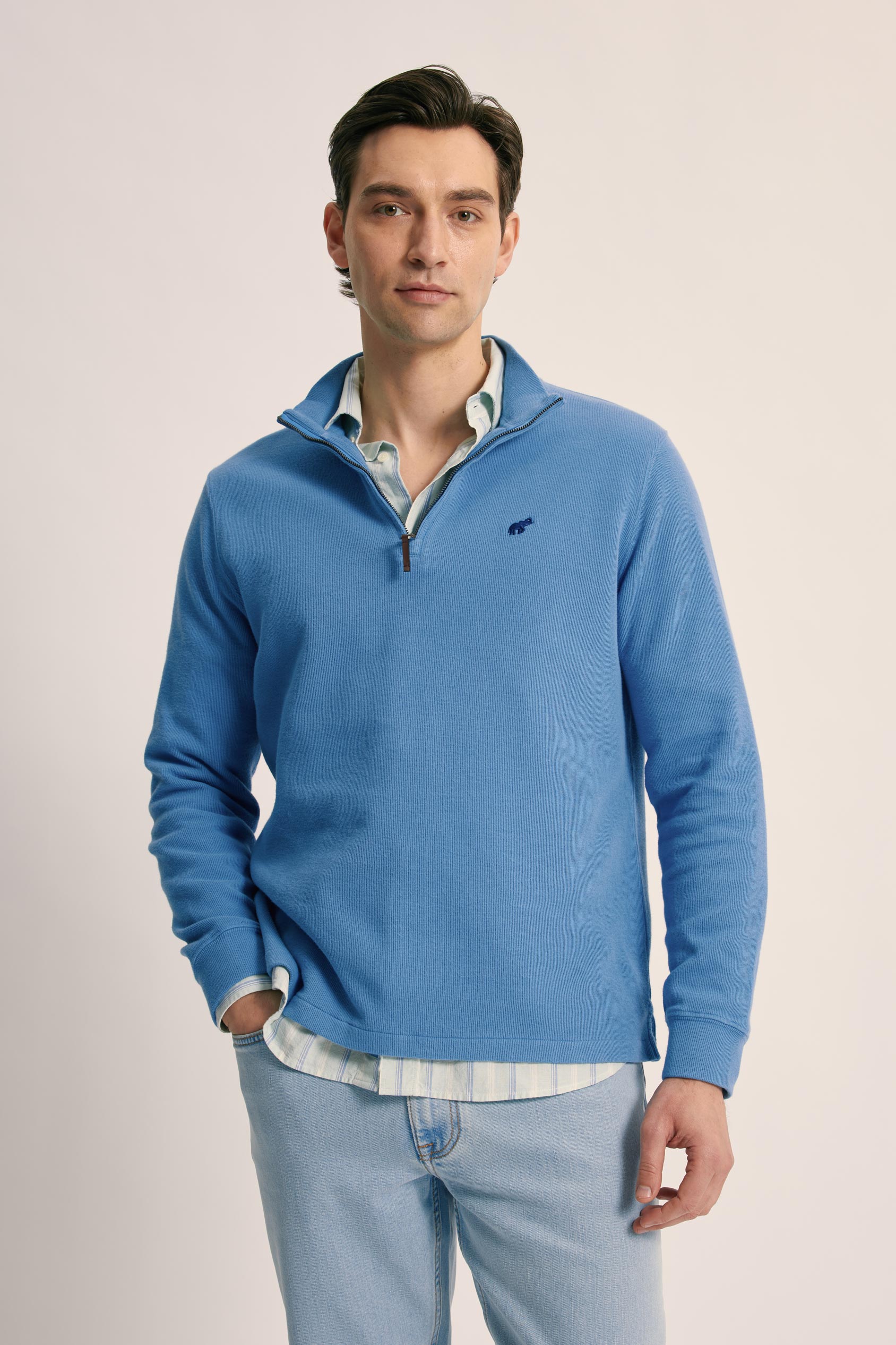 Men's Talbot Rib Sweater in Blue Beaufort & Blake
