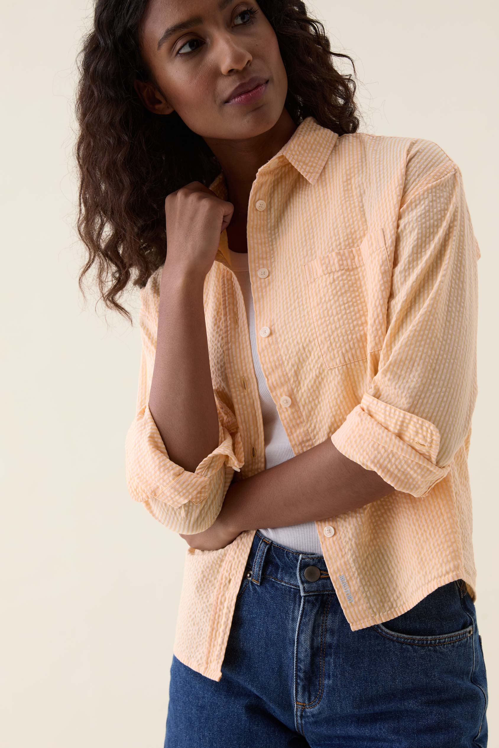 Thorncombe Yellow Seersucker Shirt