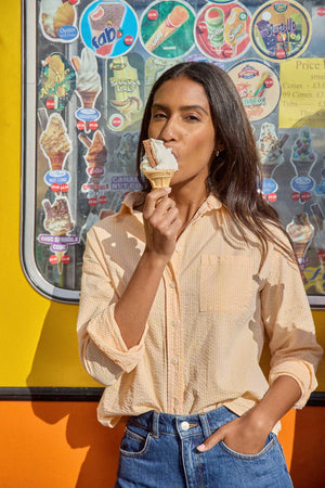 Thorncombe Yellow Seersucker Shirt