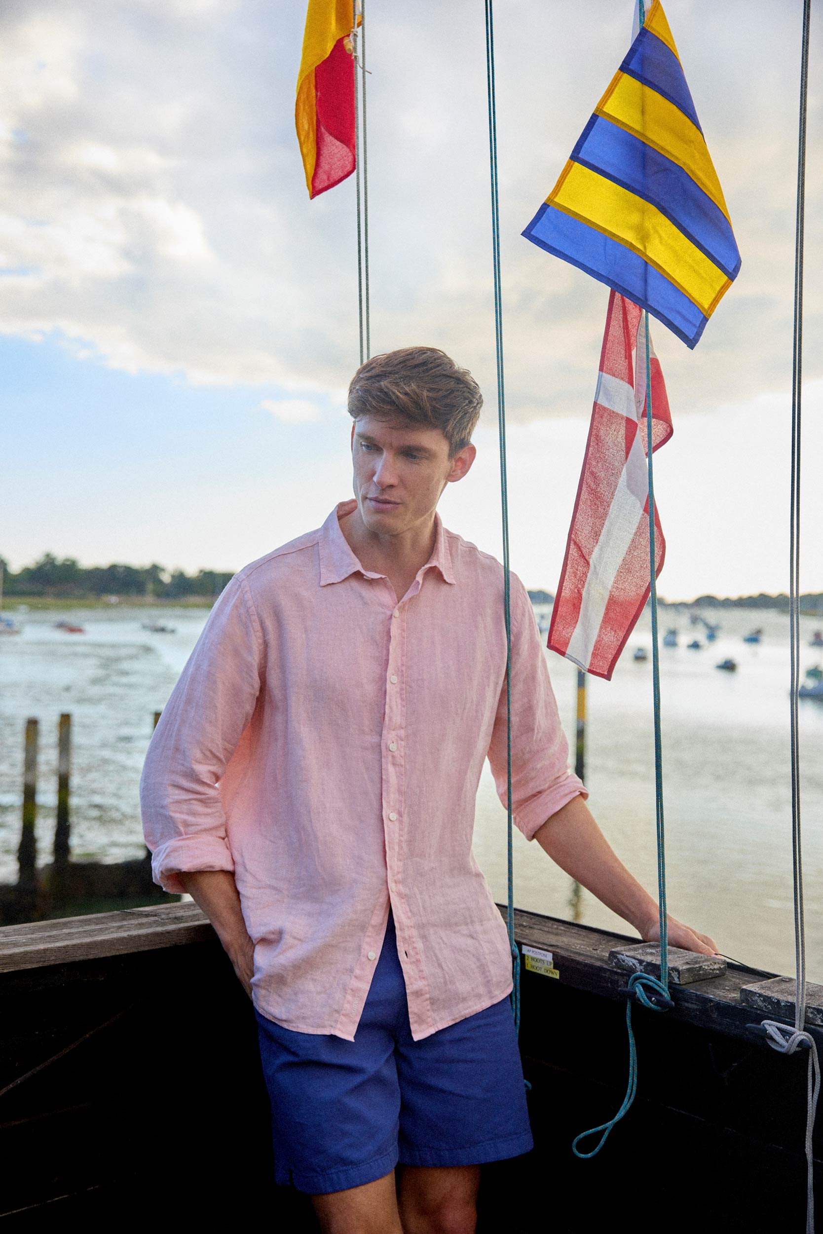 Upton Pink Garment Dye Linen Shirt