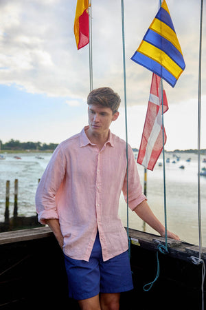 Upton Pink Garment Dye Linen Shirt