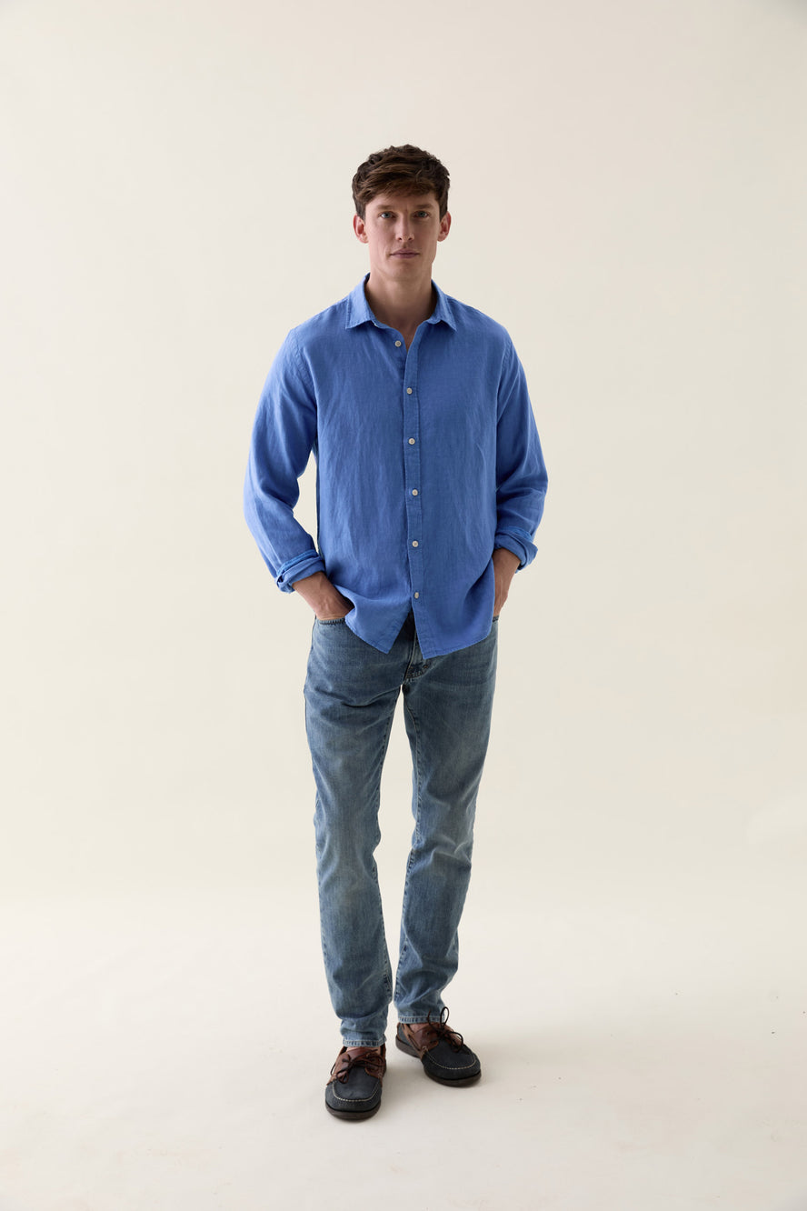 Upton Cornflower Garment Dye Linen Shirt