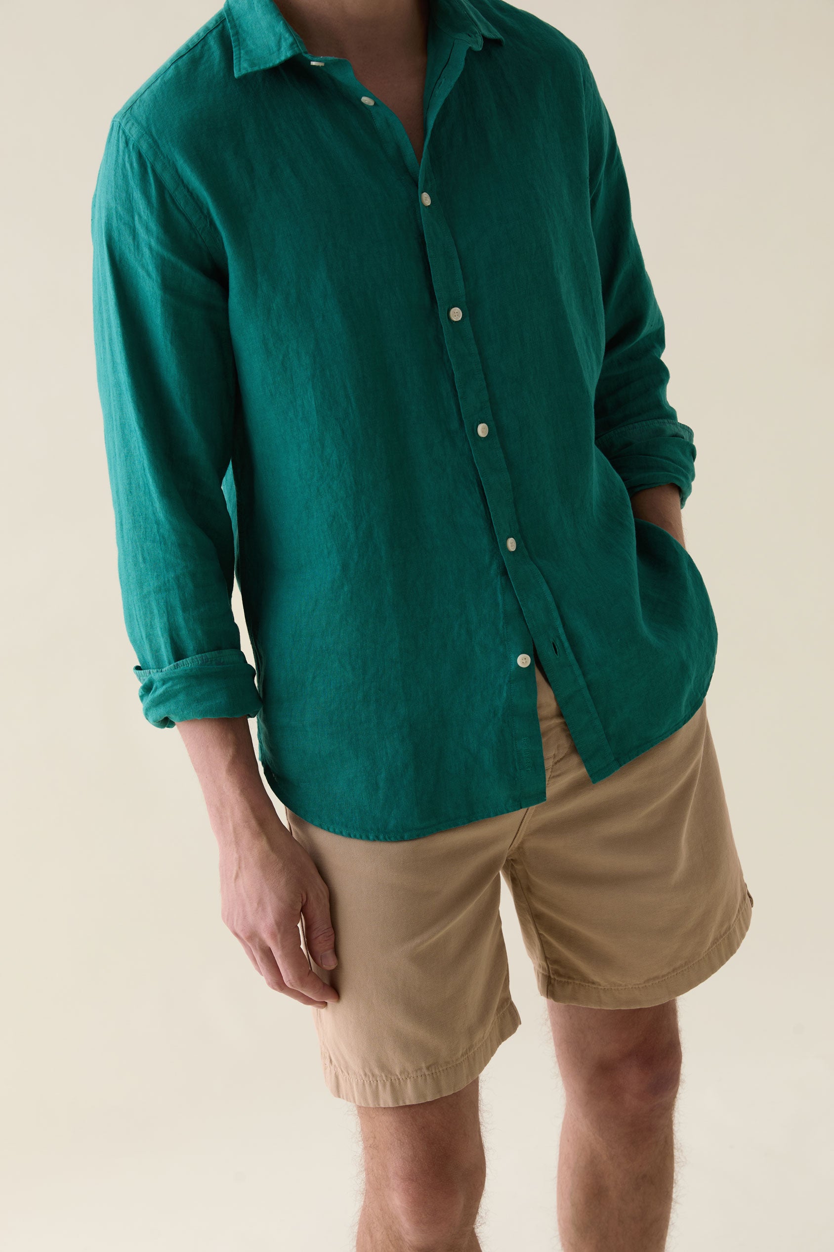 Upton Emerald Garment Dye Linen Shirt