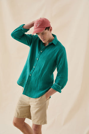 Upton Emerald Garment Dye Linen Shirt