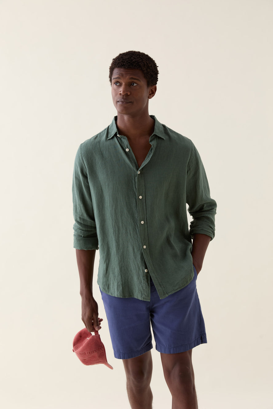 Upton Khaki Garment Dye Linen Shirt