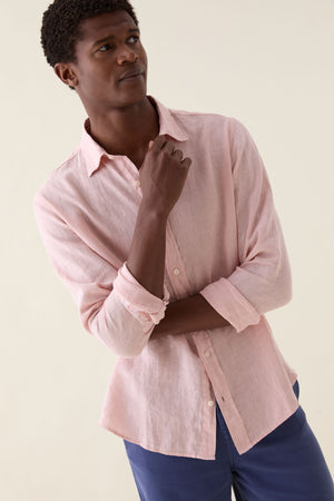 Upton Pink Garment Dye Linen Shirt
